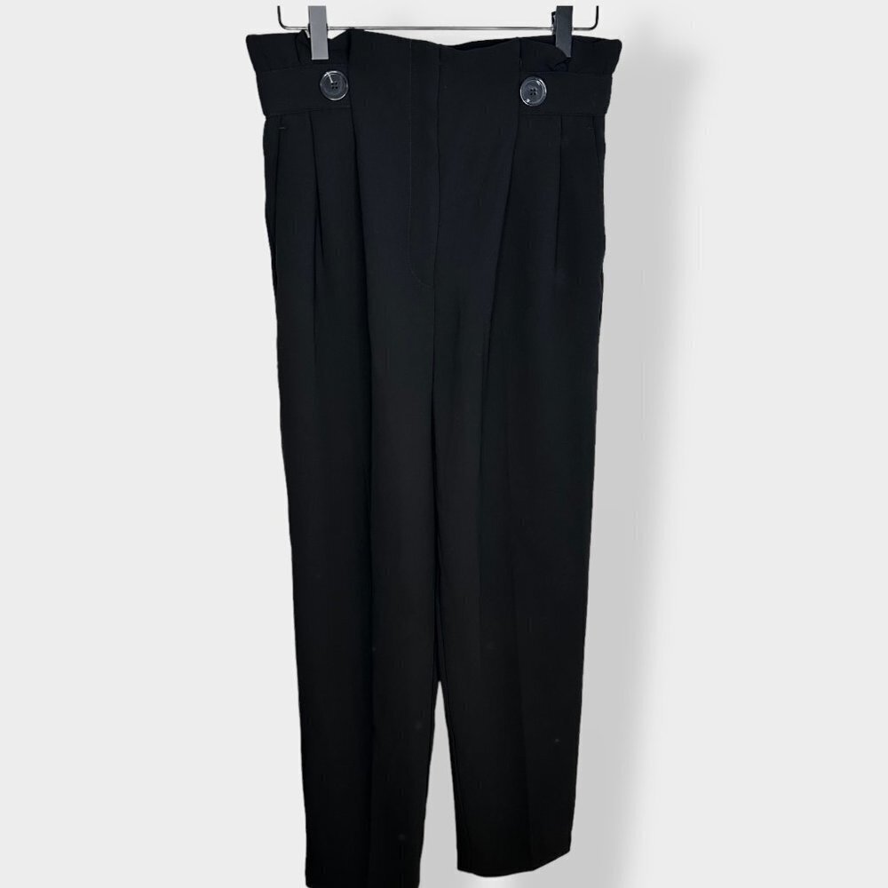 H&M Black‎ Paperbag Waist Ankle Trouser Pant 6